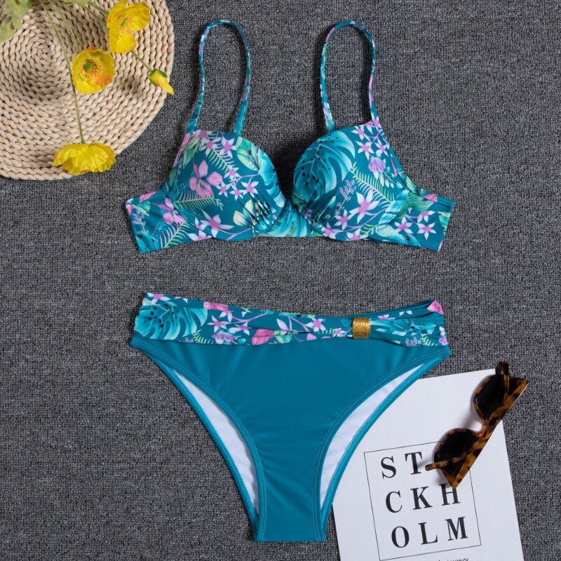GR - Floral Blue Bikini Set