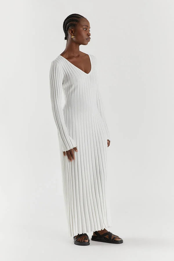 GR Strickkleid | Modernes Langarm-Damenkleid mit V-Ausschnitt