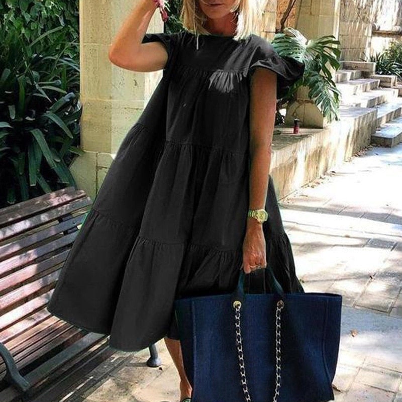 cropped midi dress with flared skirt