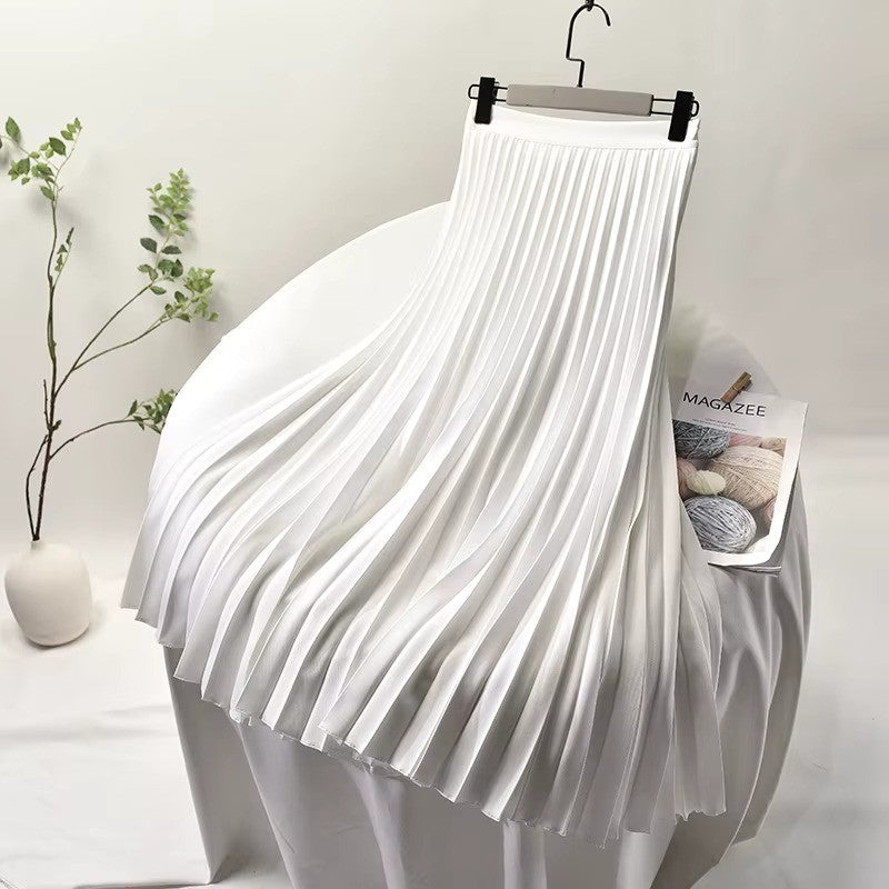 GR | Satin Plissee Rock Hohe Taille