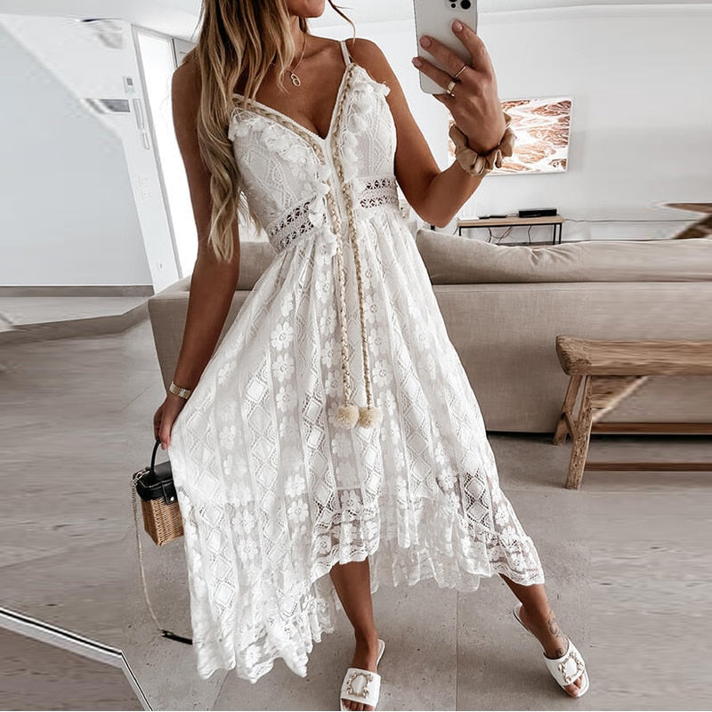 GR | Spitzen Boho Fließkleid