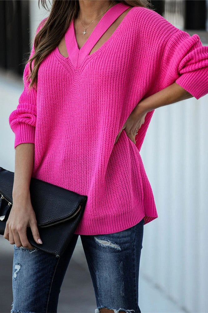 GR Chic V Neck lässiger Oversize Pullover