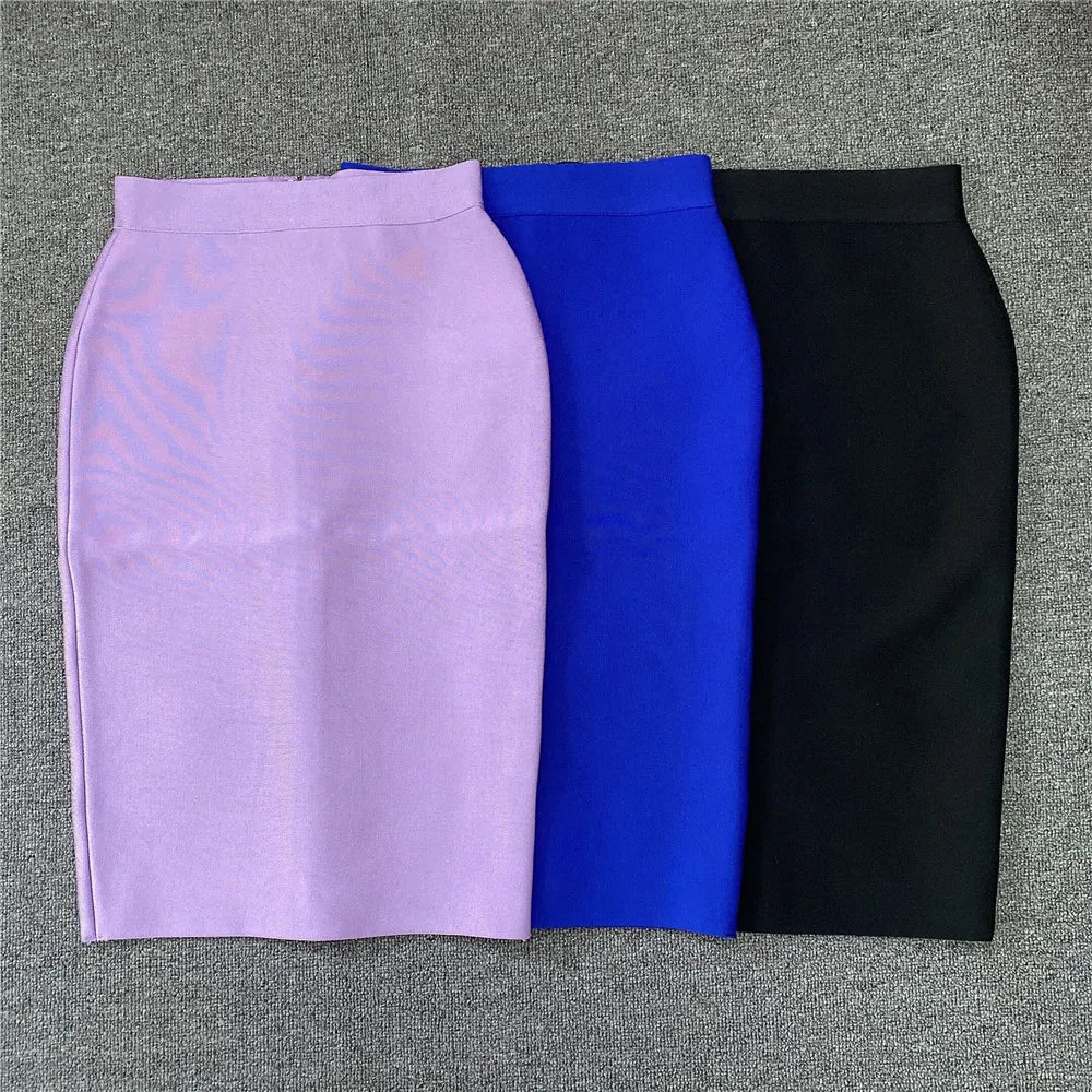 GR | Women's New Rayon Bandage Skirt Elegant Pencil Skirt Famous Sexy Club Party Clothing Vintage Vestios