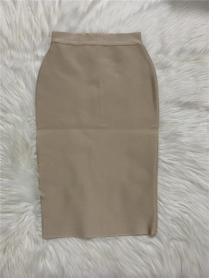 GR | Women's New Rayon Bandage Skirt Elegant Pencil Skirt Famous Sexy Club Party Clothing Vintage Vestios