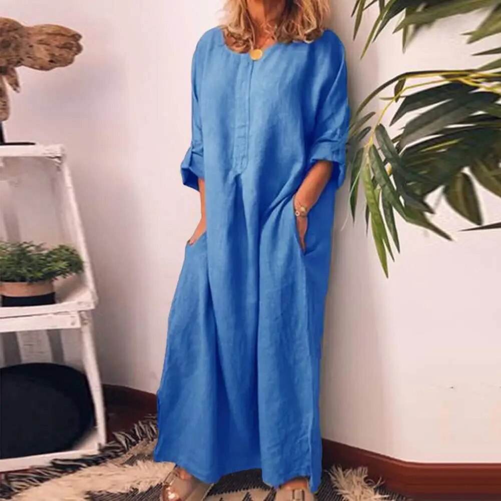 GR | Long linen shirt dress, oversized