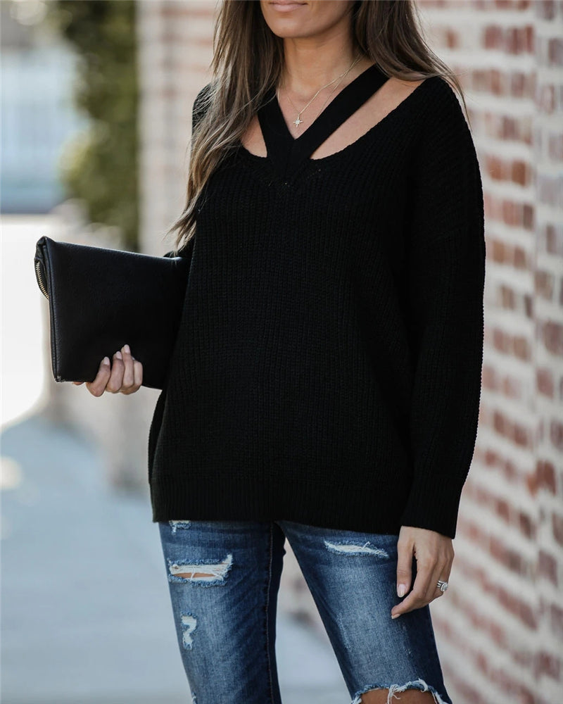 GR Chic V Neck lässiger Oversize Pullover