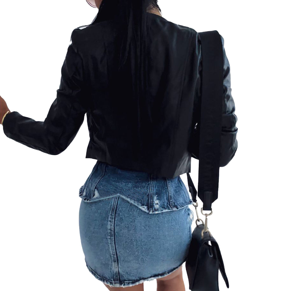 short leather jacket for women 