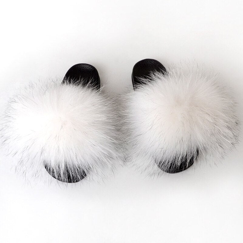 GR | Real Fur Slide Sandals Slippers Flip Flops