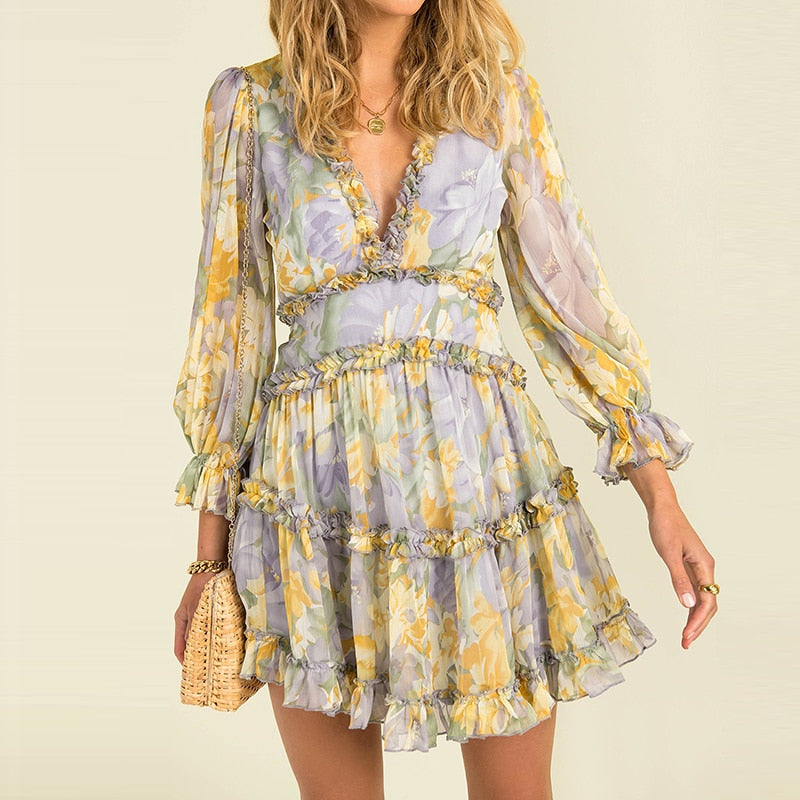 GR - Einfaches bedrucktes Chiffonkleid