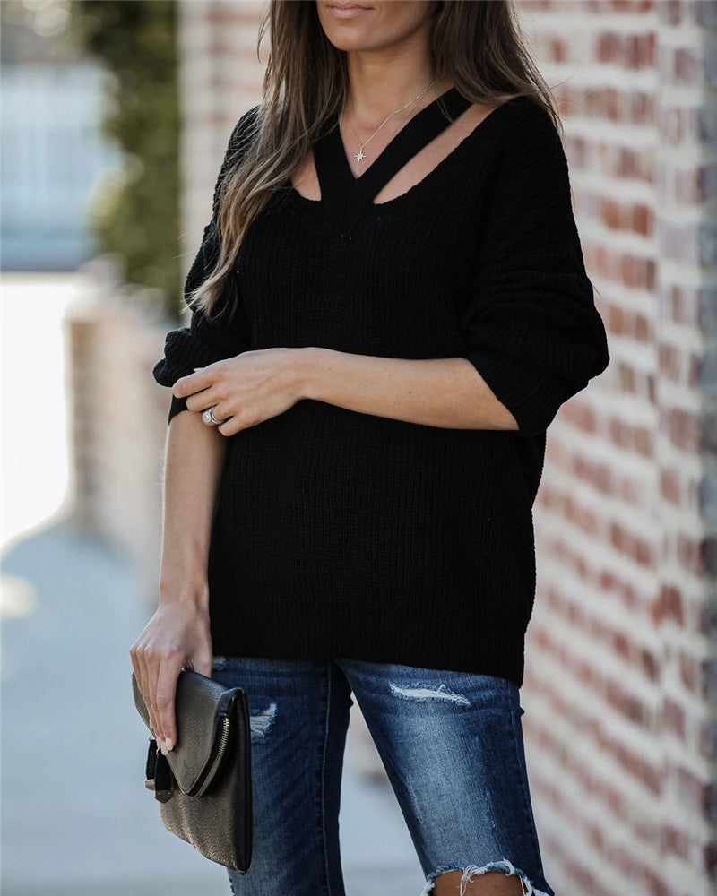 GR Chic V Neck lässiger Oversize Pullover
