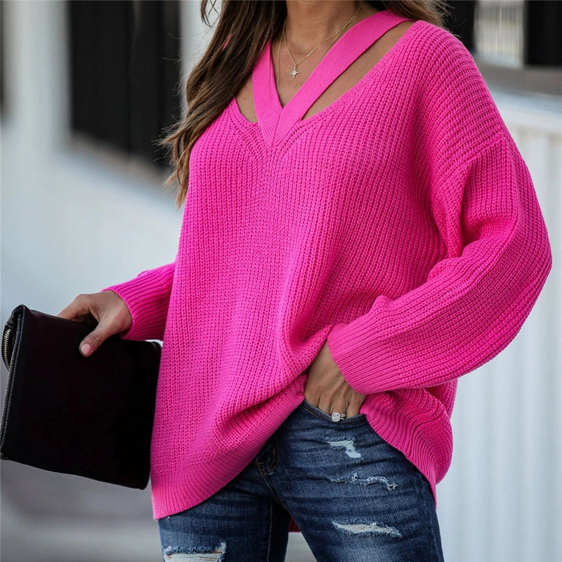 GR Chic V Neck lässiger Oversize Pullover