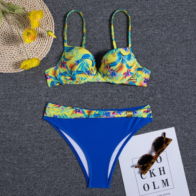 GR - Floral Blue Bikini Set
