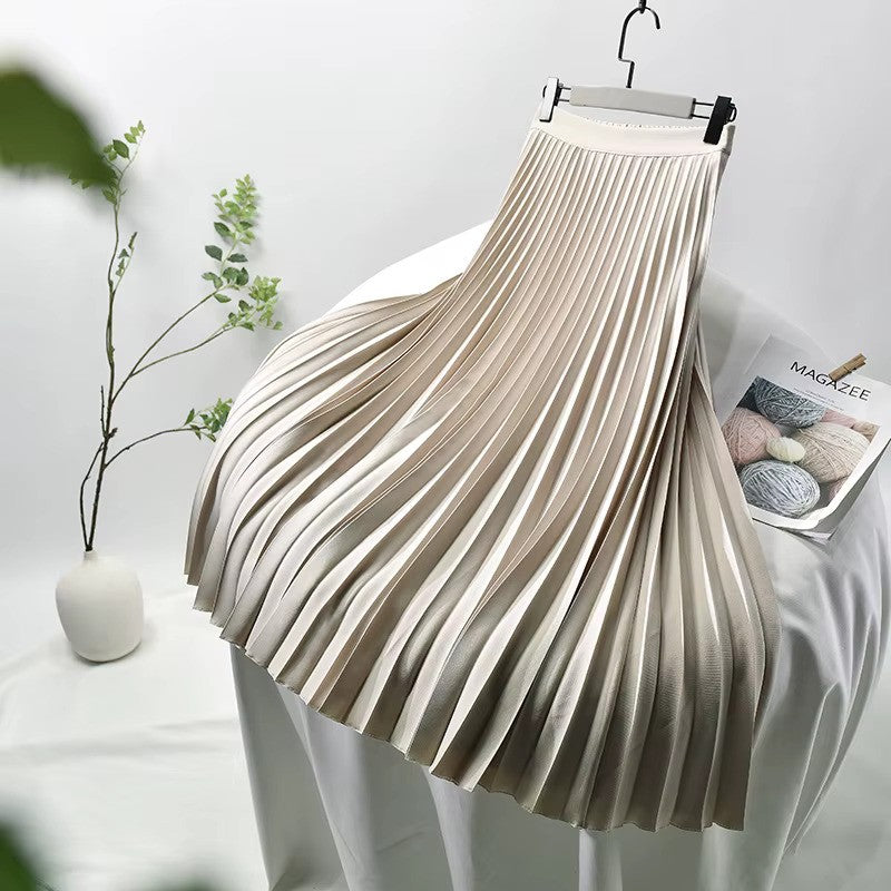 GR | Satin Plissee Rock Hohe Taille