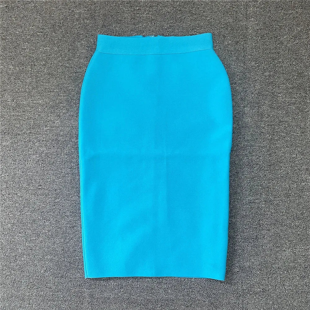 GR | Women's New Rayon Bandage Skirt Elegant Pencil Skirt Famous Sexy Club Party Clothing Vintage Vestios