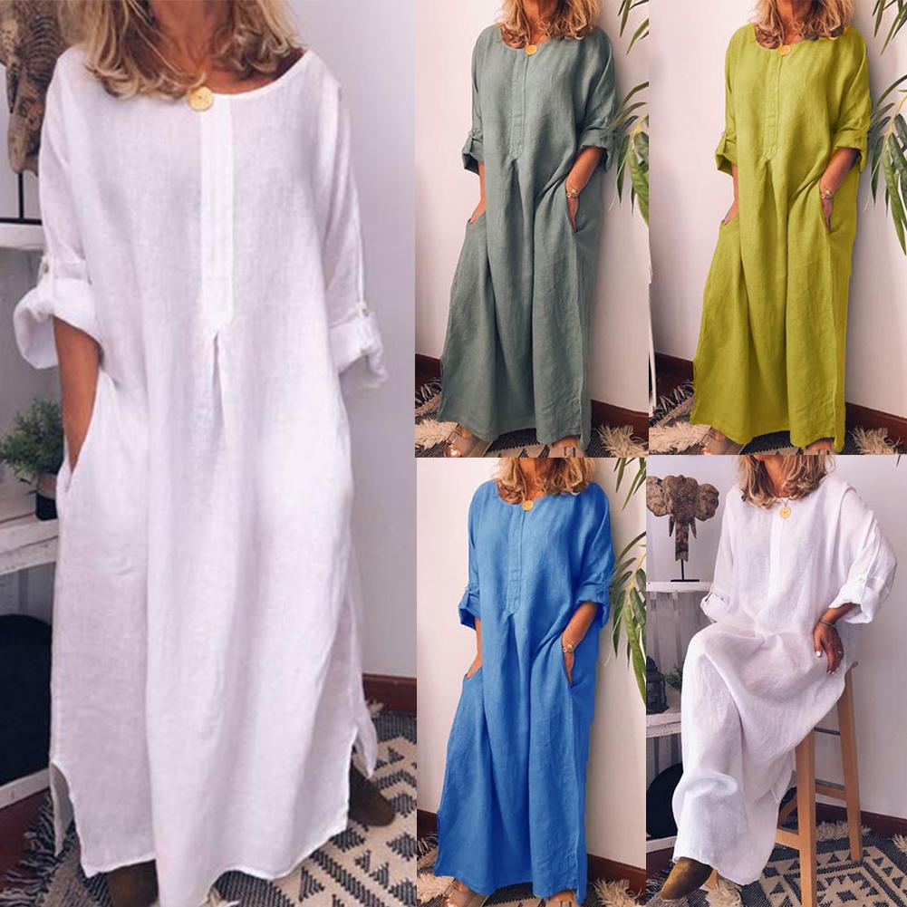 GR | Long linen shirt dress, oversized
