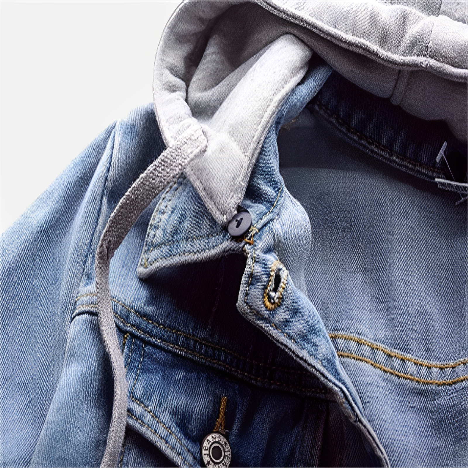 GR | Long-sleeved denim jacket with detachable hood for women