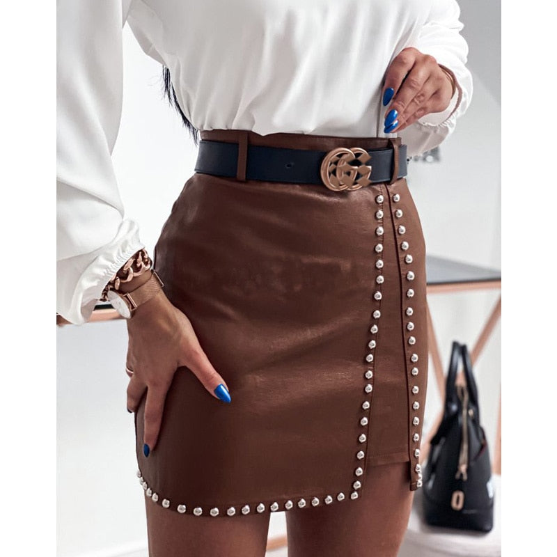 GR | Imitation leather mini skirt