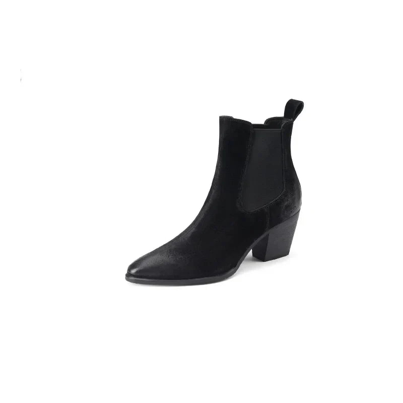 GR | Women's Leather Ankle Boots – Comfortable Block Heel
