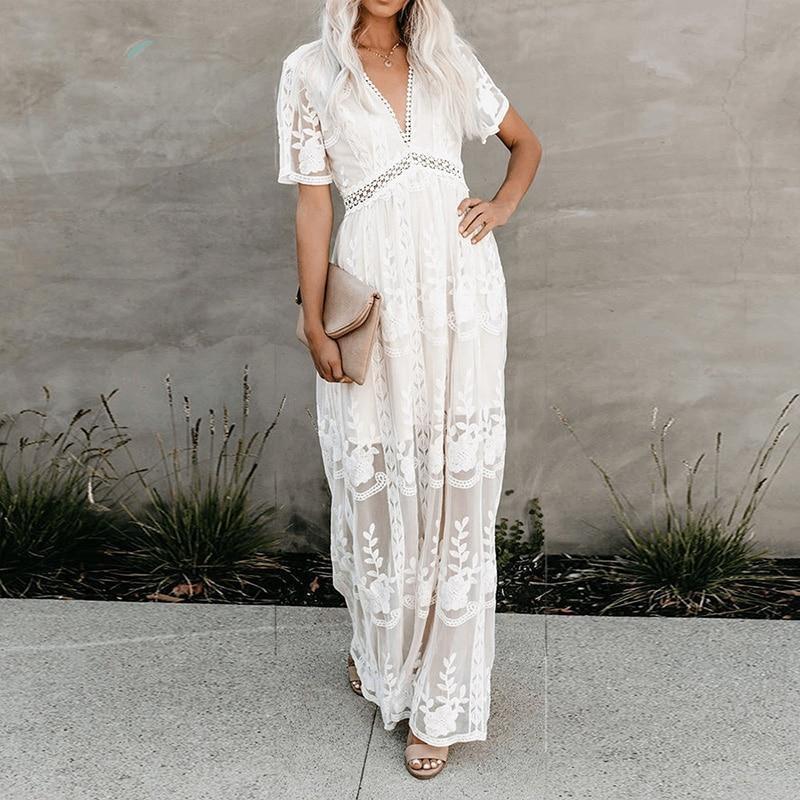 GR | Spitzen Boho Fließkleid