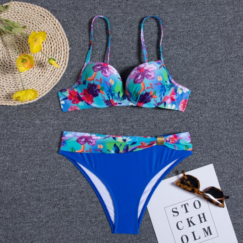 GR - Floral Blue Bikini Set