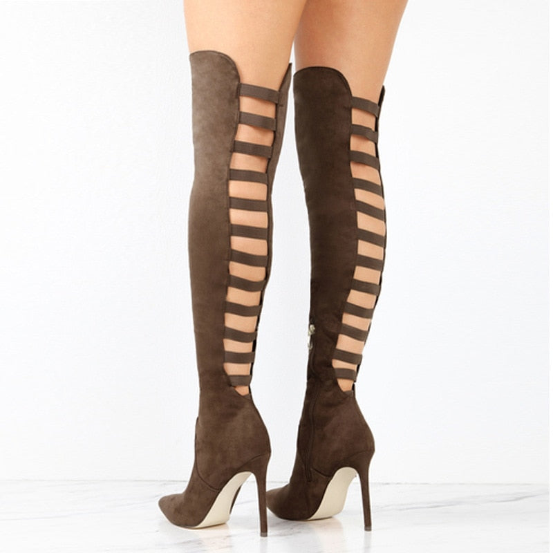 GR | Stylish over-the-knee boots with cutouts and stiletto heels