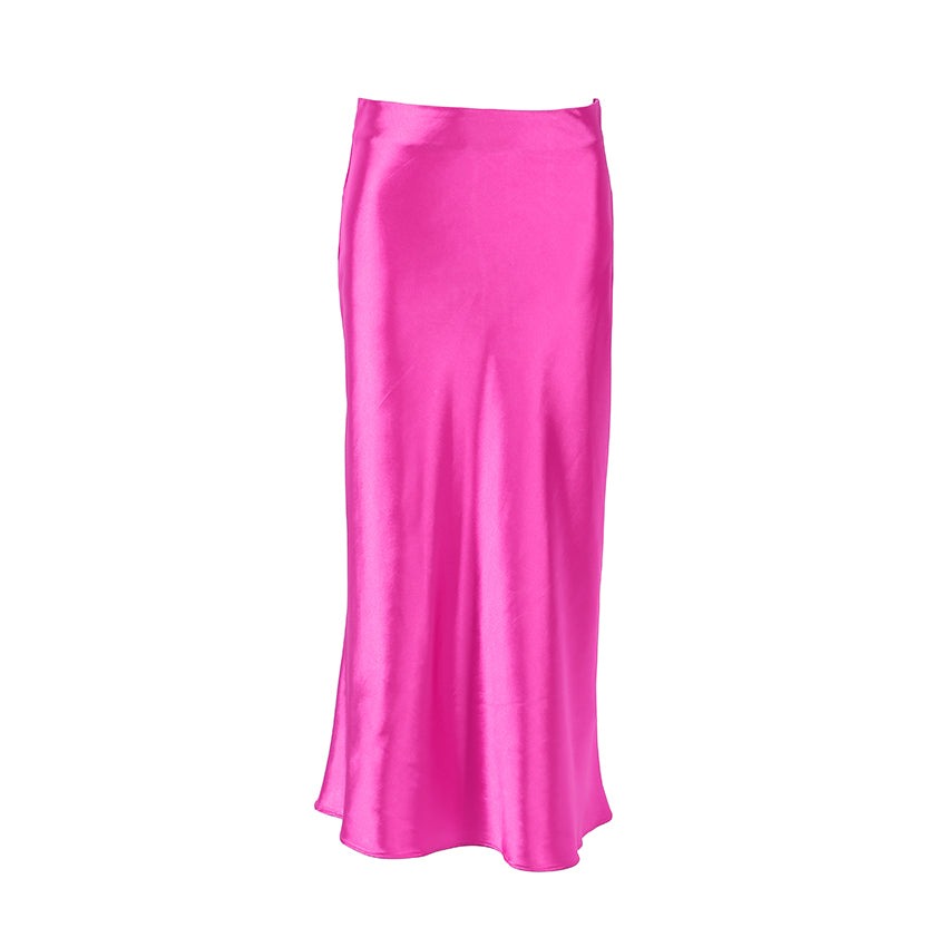 GR | High-waisted long satin silk skirt for women