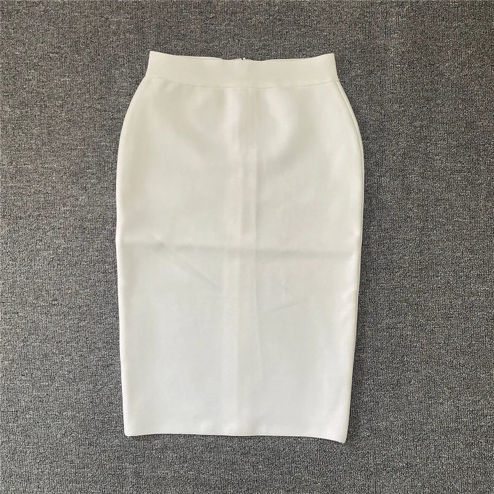GR | Women's New Rayon Bandage Skirt Elegant Pencil Skirt Famous Sexy Club Party Clothing Vintage Vestios