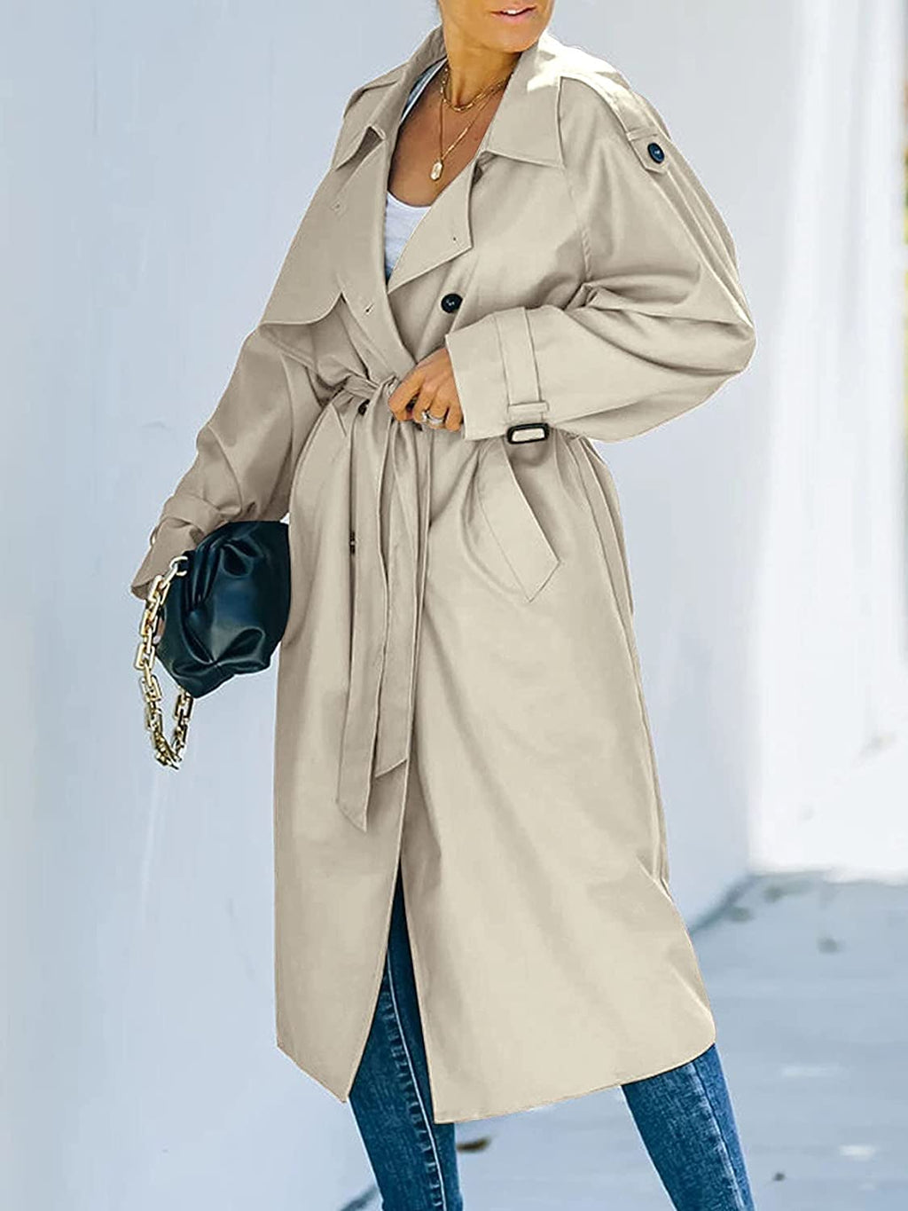 GR All-Weather Equipment | Women's Double-Breasted Raincoat with Belt and Classic Lapel