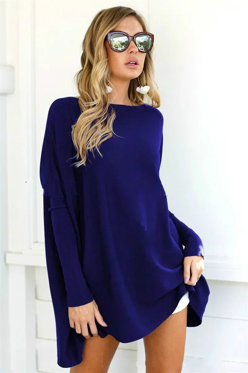 GR - Damen Oversized Rundhalsausschnitt Pullover