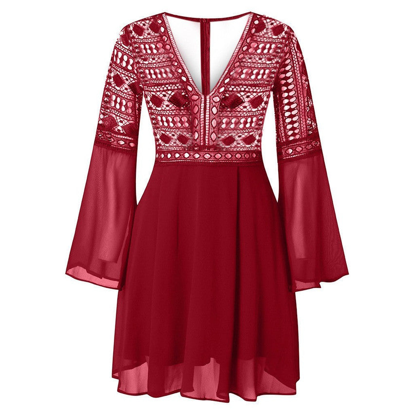 GR | Spitzen-Minikleid mit Weiten Ärmeln