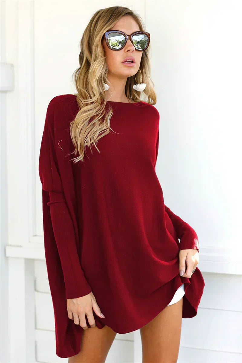 GR - Damen Oversized Rundhalsausschnitt Pullover