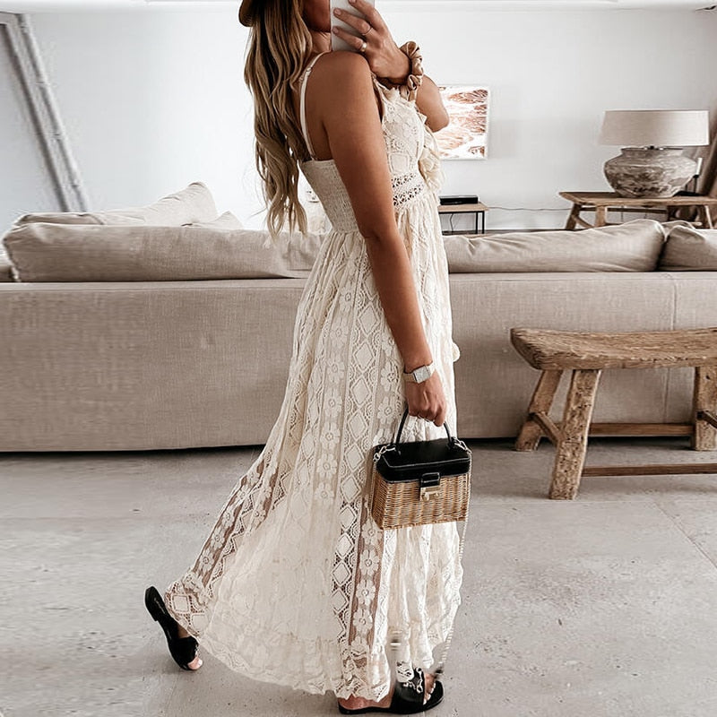 GR | Spitzen Boho Fließkleid