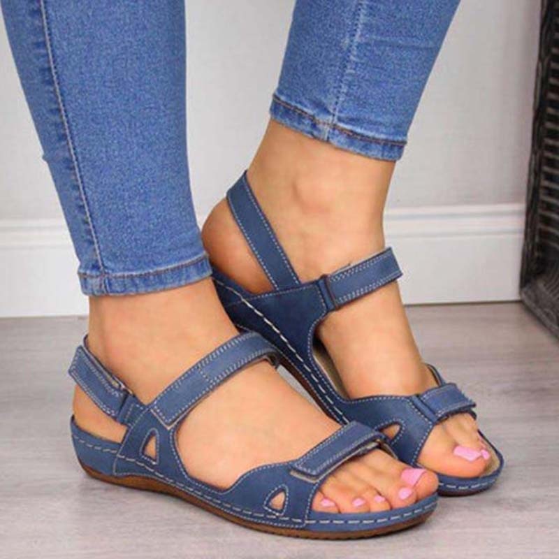 GR | Bliss Clark Orthopedic Summer Sandals with Velcro Fastener for Women 