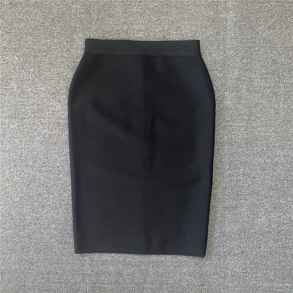 GR | Women's New Rayon Bandage Skirt Elegant Pencil Skirt Famous Sexy Club Party Clothing Vintage Vestios