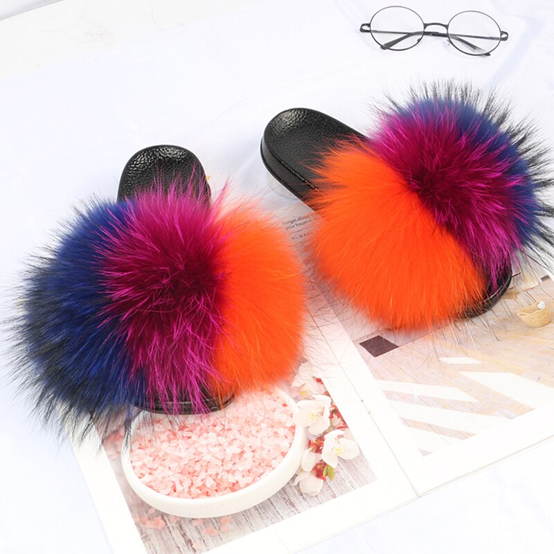 GR | Real Fur Slide Sandals Slippers Flip Flops