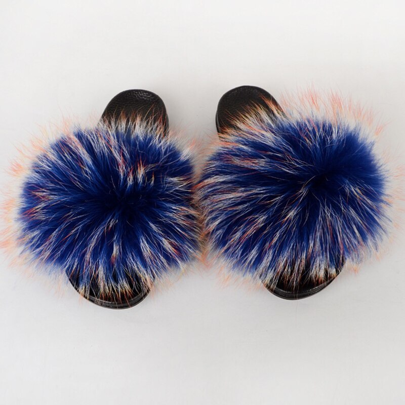 GR | Real Fur Slide Sandals Slippers Flip Flops