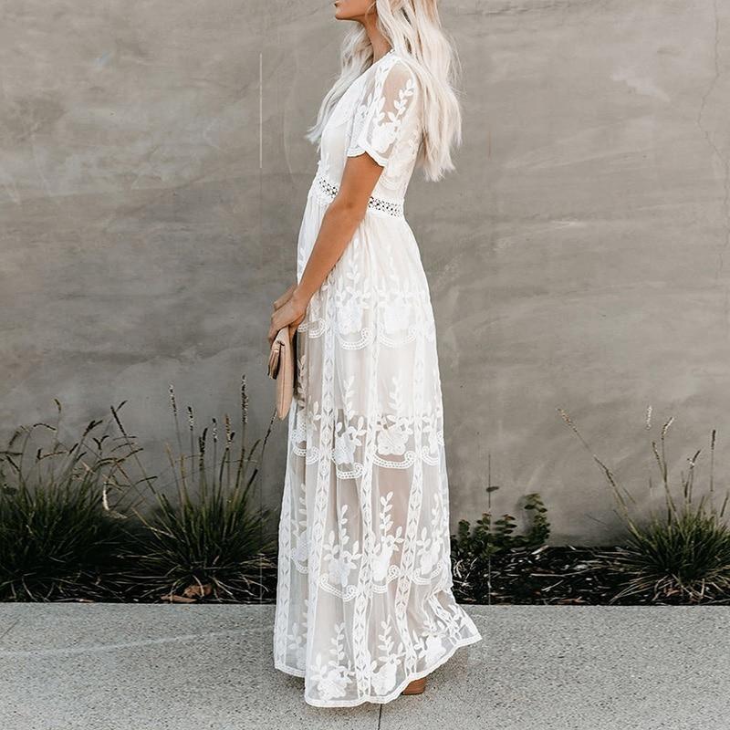 GR | Spitzen Boho Fließkleid