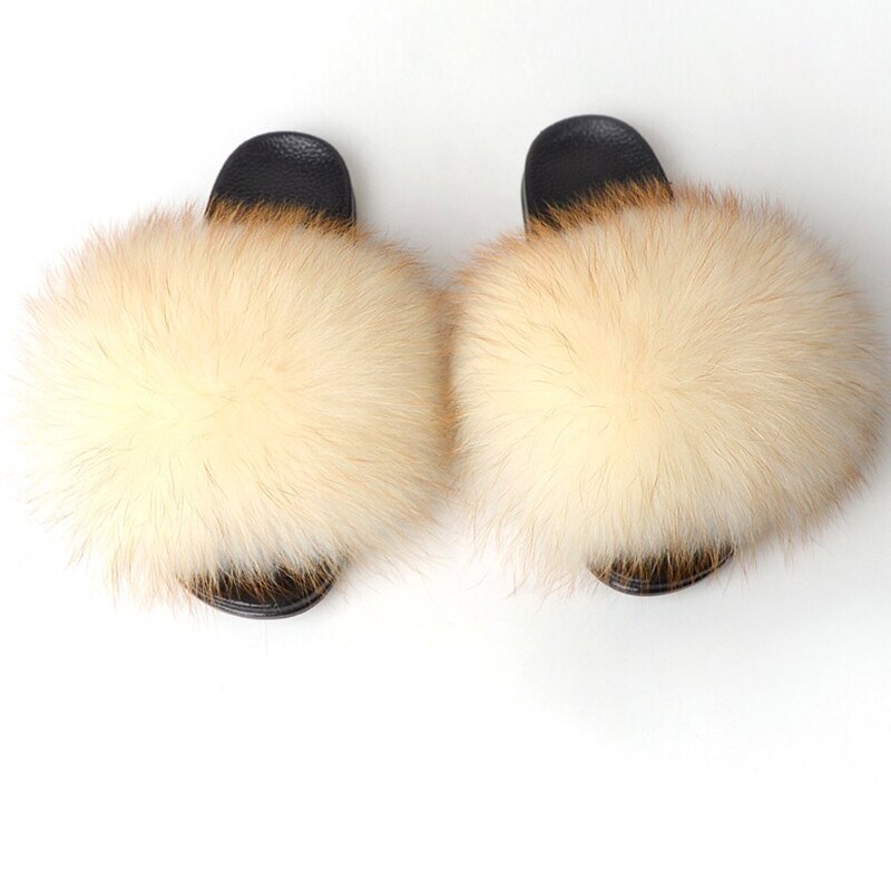 GR | Real Fur Slide Sandals Slippers Flip Flops