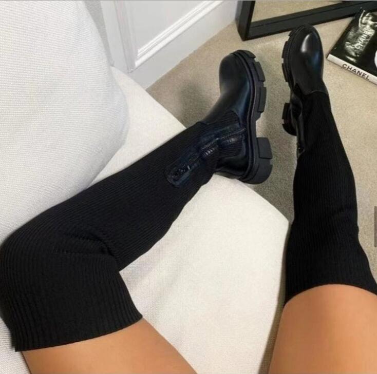 GR Women's Over-the-Knee Boots | Knitted Women's Boots: Platform Design, Long Sock Shoes