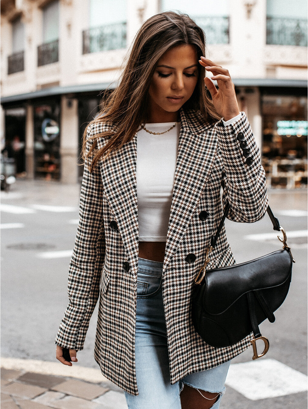 Checkered blazer 