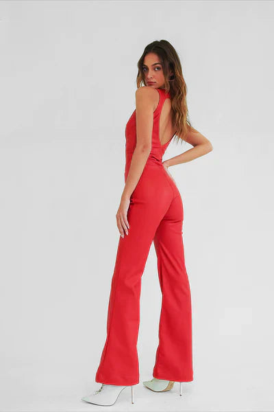 GR | Hollywood Sweetheart Neckline Bodycon Jumpsuit – Stylish and Figure-Flattering
