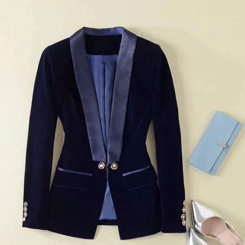 Velvet blazer with satin lapels