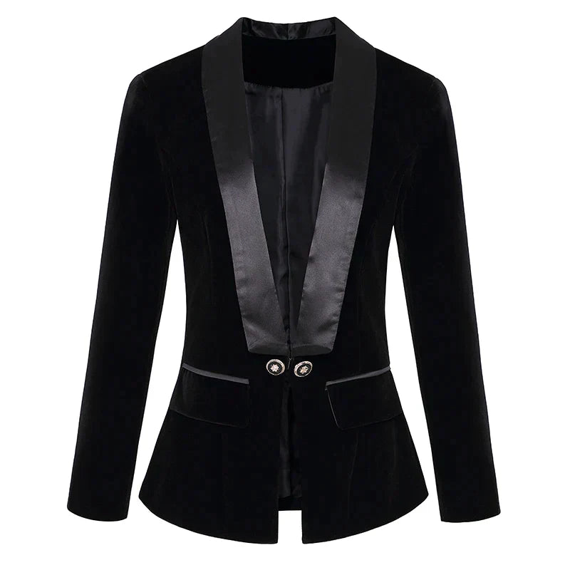 Velvet blazer with satin lapels