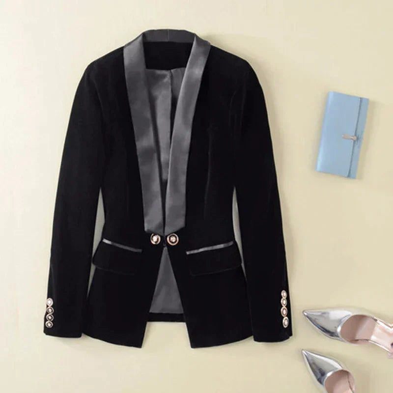 Velvet blazer with satin lapels
