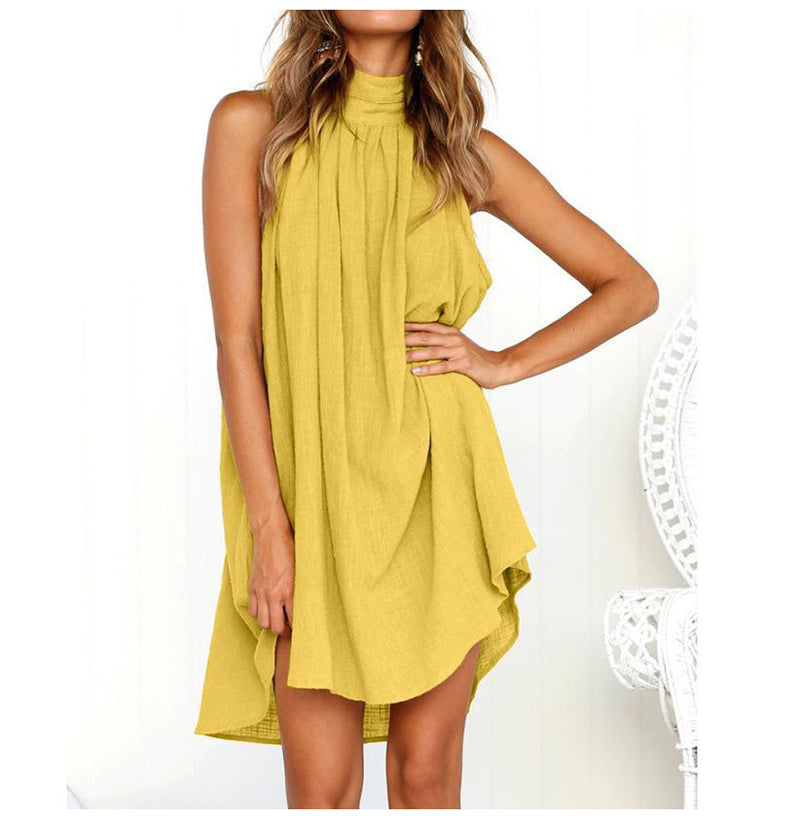 GR | Halterneck dress with high-low hem