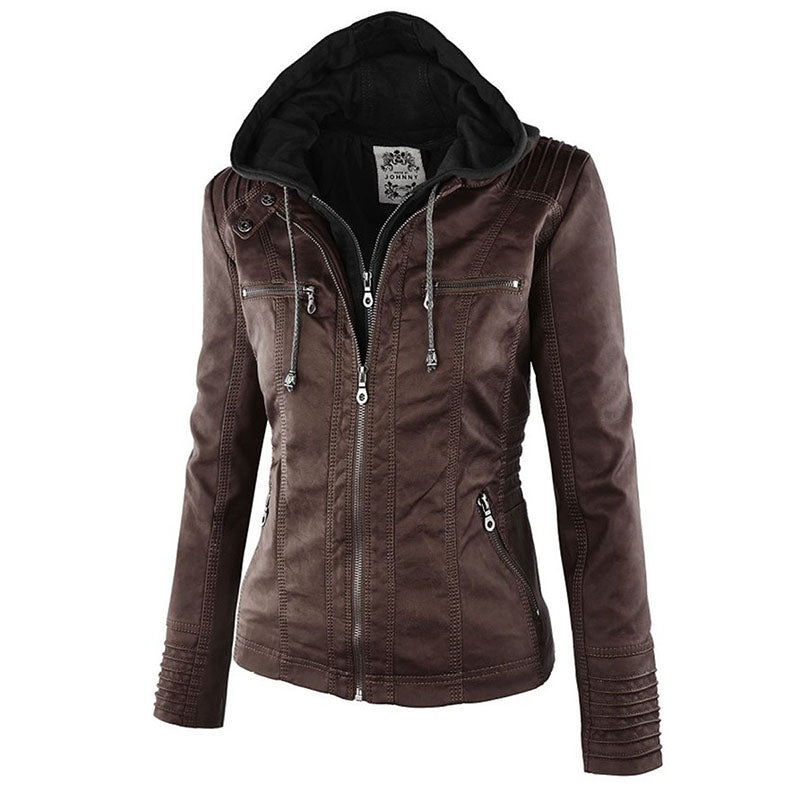 Hooded jacket: Basic PU jacket