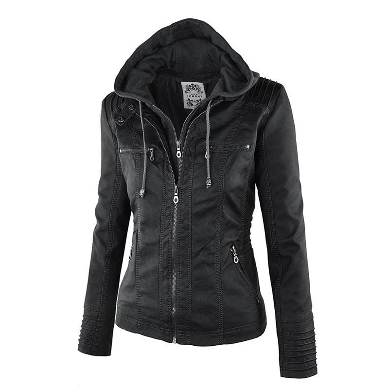 Hooded jacket: Basic PU jacket