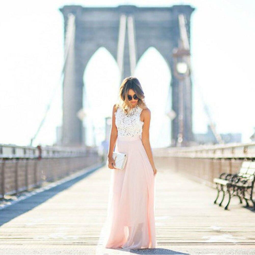 GR | Sleeveless dress Elegant lace top Flowing long skirt Festive wear