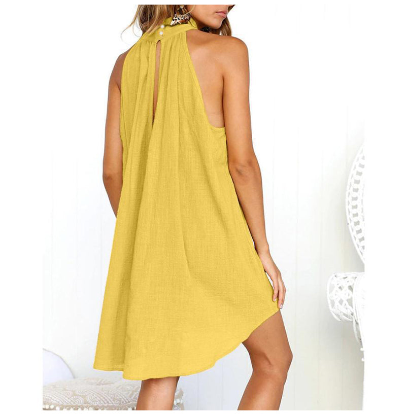 GR | Halterneck dress with high-low hem