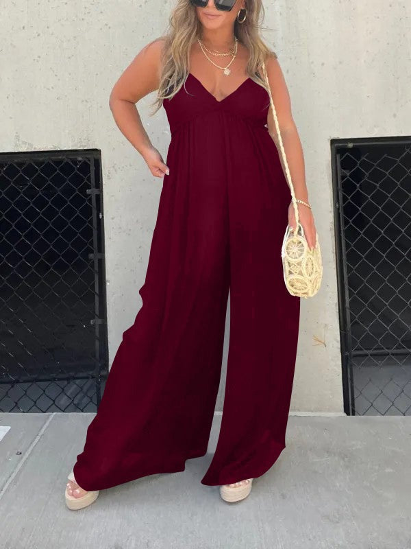 GR | Jumpsuit with V-neck and wide straps